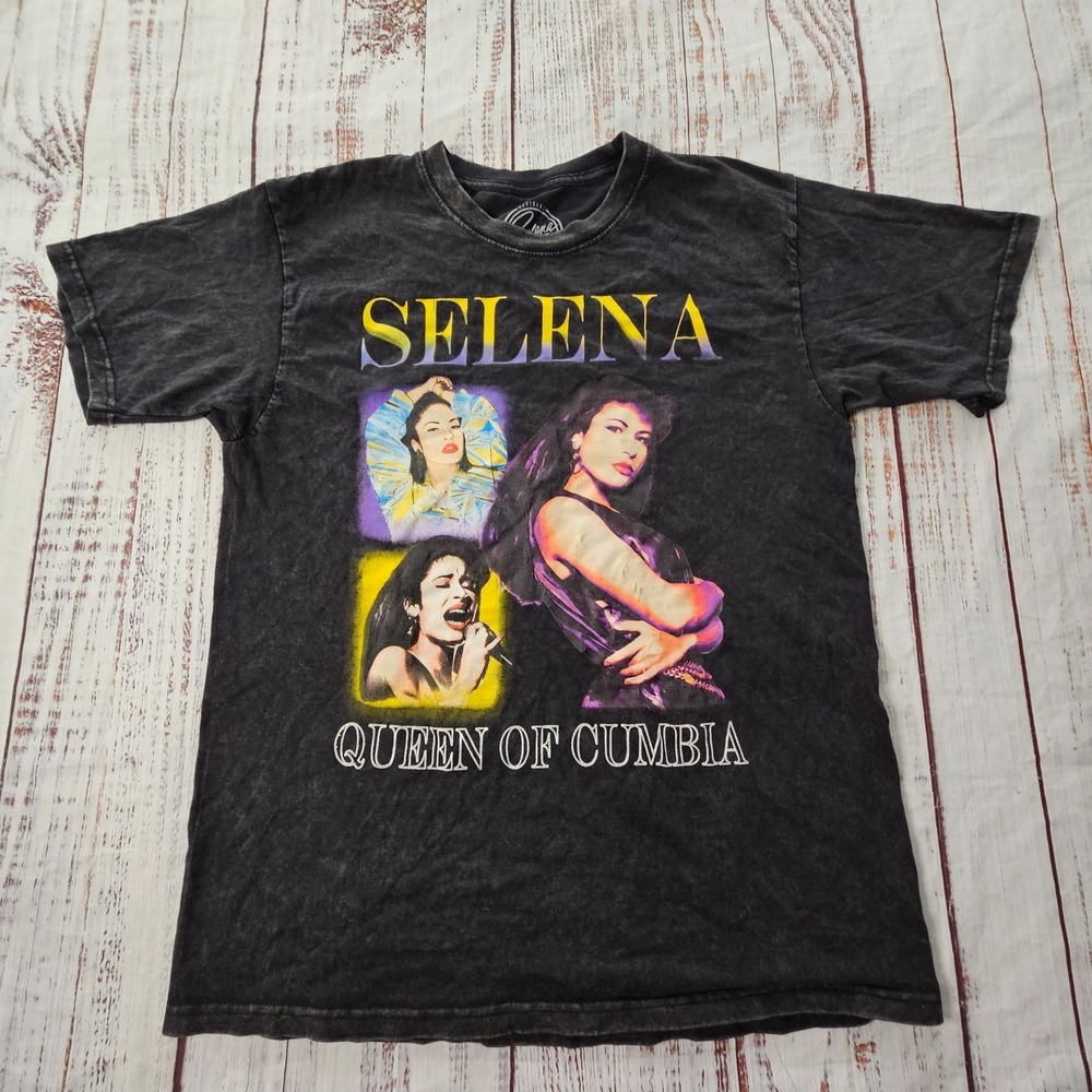 Selena Queen of Cumbia Black Short Sleeve Cotton T-Shirt Adult M